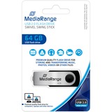 MediaRange 64GB USB 2.0 USB-nøgle USB Type-A / Micro-USB Sort, Sølv, USB-stik Sort/Sølv, 64 GB, USB Type-A / Micro-USB, 2.0, 13 MB/s, Svirvel, Sort, Sølv