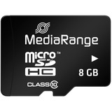 MediaRange 8GB microSDHC Klasse 10, Hukommelseskort Sort, 8 GB, MicroSDHC, Klasse 10, Sort