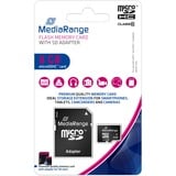 MediaRange 8GB microSDHC Klasse 10, Hukommelseskort Sort, 8 GB, MicroSDHC, Klasse 10, Sort