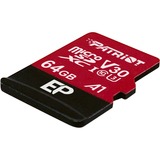 Patriot PEF64GEP31MCX hukommelseskort 64 GB MicroSDXC Klasse 10 Sort/Rød, 64 GB, MicroSDXC, Klasse 10, 100 MB/s, 80 MB/s, Class 3 (U3)