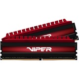 Patriot VIPER 4 RAM-modul 16 GB DDR4 3600 Mhz, Hukommelse 16 GB, 2 x 8 GB, DDR4, 3600 Mhz, 288-pin DIMM, Sort, Rød