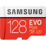 Samsung Evo Plus hukommelseskort 128 GB MicroSDXC UHS-I Klasse 10 Rød/Hvid, 128 GB, MicroSDXC, Klasse 10, UHS-I, 100 MB/s, 60 MB/s