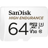 SanDisk High Endurance 64 GB MicroSDXC UHS-I Klasse 10, Hukommelseskort Hvid, 64 GB, MicroSDXC, Klasse 10, UHS-I, 100 MB/s, 40 MB/s
