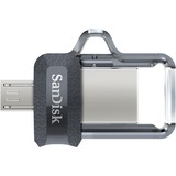 SanDisk Ultra Dual m3.0 USB-nøgle 64 GB USB Type-A / Micro-USB 3.2 Gen 1 (3.1 Gen 1) Sort, Sølv, Transparent, USB-stik 64 GB, USB Type-A / Micro-USB, 3.2 Gen 1 (3.1 Gen 1), Glide, 5,2 g, Sort, Sølv, Transparent