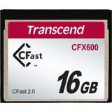 Transcend 16GB CFX600 CFast 2.0 SATA MLC, Hukommelseskort 16 GB, SATA, MLC, 512 MB/s, 160 MB/s, Sort