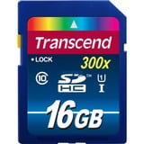 Transcend 16GB SDHC Class 10 UHS-I NAND Klasse 10, Hukommelseskort Blå, 16 GB, SDHC, Klasse 10, NAND, 90 MB/s, Class 1 (U1)