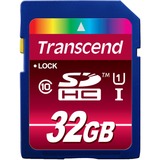 Transcend 32GB SDHC CL 10 UHS-1 MLC Klasse 10, Hukommelseskort Blå, 32 GB, SDHC, Klasse 10, MLC, 90 MB/s, Class 1 (U1)