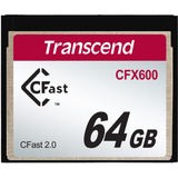 Transcend 64GB CFX600 CFast 2.0 SATA MLC, Hukommelseskort 64 GB, SATA, MLC, 512 MB/s, 160 MB/s, Sort