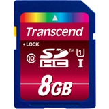 Transcend TS8GSDHC10U1 hukommelseskort 8 GB SDHC MLC Klasse 10 Blå, 8 GB, SDHC, Klasse 10, MLC, 90 MB/s, Class 1 (U1)