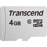 Transcend microSDHC 300S 4GB NAND Klasse 10, Hukommelseskort Sølv, 4 GB, MicroSDHC, Klasse 10, NAND, 20 MB/s, 10 MB/s