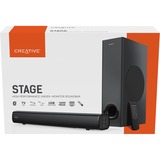 Creative Creative Stage Sort 2.1 kanaler 80 W, Sound bar Sort, 2.1 kanaler, 80 W, 160 W, 40 W, 72 dB, Ledningsført