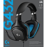 Logitech G432 Headset 3,5 mm stik Sort, Blå, Gaming headset Sort/Blå, Headset, Headset, Spil, Sort, Blå, Binaural, Ledningsført