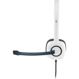 Logitech H150 Binaural Pandebånd Hvid, Headset Hvid, Call center/kontor, Binaural, Pandebånd, Hvid, Kabel, Supraaural, Detail
