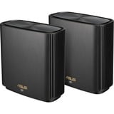 ASUS ZenWiFi AX XT8 (B-2-PK) trådløs router Gigabit Ethernet Tri-band (2,4 GHz / 5 GHz / 5 GHz) Sort, WIRELESS LTE router Sort, Wi-Fi 6 (802.11ax), Tri-band (2,4 GHz / 5 GHz / 5 GHz), Ethernet LAN, Sort, Bordplade router