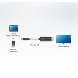 ATEN UC3238 2,7 m USB Type-C HDMI Sort, Kabel Sort, 2,7 m, USB Type-C, HDMI, Hanstik, Hanstik, Lige