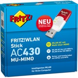 AVM FRITZ!WLAN Stick AC 430 MU-MIMO, Wi-Fi-adapter FRITZ!WLAN Stick AC 430 MU-MIMO, Kabel & trådløs, USB, WLAN, 433 Mbit/s