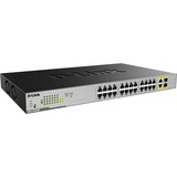 D-Link DGS-1026MP netværksswitch Ikke administreret Gigabit Ethernet (10/100/1000) Strøm over Ethernet (PoE) Sort, Grå Ikke administreret, Gigabit Ethernet (10/100/1000), Strøm over Ethernet (PoE), Stativ-montering