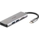 D-Link DUB-M530 dockingstation Ledningsført USB 3.2 Gen 1 (3.1 Gen 1) Type-C Aluminium, Sort, USB hub Sølv, Ledningsført, USB 3.2 Gen 1 (3.1 Gen 1) Type-C, Aluminium, Sort, MicroSD (TransFlash), SD, SDHC, SDXC, 5 Gbit/sek., 4K Ultra HD
