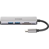 D-Link DUB-M530 dockingstation Ledningsført USB 3.2 Gen 1 (3.1 Gen 1) Type-C Aluminium, Sort, USB hub Sølv, Ledningsført, USB 3.2 Gen 1 (3.1 Gen 1) Type-C, Aluminium, Sort, MicroSD (TransFlash), SD, SDHC, SDXC, 5 Gbit/sek., 4K Ultra HD