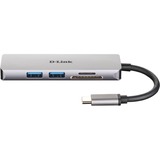 D-Link DUB-M530 dockingstation Ledningsført USB 3.2 Gen 1 (3.1 Gen 1) Type-C Aluminium, Sort, USB hub Sølv, Ledningsført, USB 3.2 Gen 1 (3.1 Gen 1) Type-C, Aluminium, Sort, MicroSD (TransFlash), SD, SDHC, SDXC, 5 Gbit/sek., 4K Ultra HD