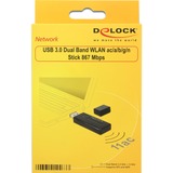 DeLOCK 12463 netværkskort WLAN 867 Mbit/s, Wi-Fi-adapter Sort, Trådløs, USB, WLAN, Wi-Fi 5 (802.11ac), 867 Mbit/s, Sort