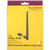 DeLOCK 12535 netværkskort RF trådløst, Antenne Sort, Trådløs, USB, RF trådløst, Wi-Fi 5 (802.11ac), Sort