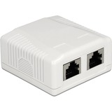 DeLOCK 86197 stikkontakt 2 x RJ-45 Hvid, Samledåse Hvid, 2 x RJ-45, Hvid, TIA-568A/B, 59 mm, 61 mm, 29,5 mm