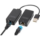 Digitus DA-70141 konsoludbygning Netværkssender & -modtager, USB hub Sort, 200 mm, 105 mm, 220 mm, 37 mm, 5 - 45 °C, 0 - 45 °C