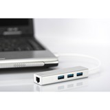 Digitus DA-70250-1 interface hub USB 3.2 Gen 1 (3.1 Gen 1) Type-A 1000 Mbit/s Sølv, Hvid, USB hub Hvid, USB 3.2 Gen 1 (3.1 Gen 1) Type-A, USB 3.2 Gen 1 (3.1 Gen 1) Type-A, 1000 Mbit/s, Sølv, Hvid, Aluminium, 0,2 m