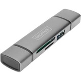 Digitus DA-70886 kortlæser USB 3.2 Gen 1 (3.1 Gen 1) Type-A/Type-C Aluminium grå, MicroSD (TransFlash), SD, Aluminium, 5000 Mbit/s, Aluminium, CE, USB 3.2 Gen 1 (3.1 Gen 1) Type-A/Type-C