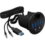 ICY BOX IB-HUB1403A stikkontakt Sort, USB hub Sort, Sort, Plast, Strøm, 69 mm, 69 mm, 70 mm