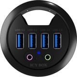 ICY BOX IB-HUB1403A stikkontakt Sort, USB hub Sort, Sort, Plast, Strøm, 69 mm, 69 mm, 70 mm