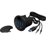 ICY BOX IB-HUB1403A stikkontakt Sort, USB hub Sort, Sort, Plast, Strøm, 69 mm, 69 mm, 70 mm