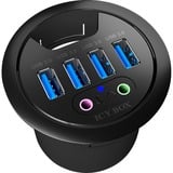 ICY BOX IB-HUB1403A stikkontakt Sort, USB hub Sort, Sort, Plast, Strøm, 69 mm, 69 mm, 70 mm