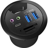 ICY BOX IB-HUB1404A stikkontakt Sort, USB hub Sort, Sort, Plast, 68 mm, 69 mm, 70 mm, 156 g