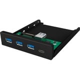 ICY BOX IB-HUB1418-i3 Sort, Frontpanel Sort, Sort, GL3520 ASM1543, 101 mm, 137 mm, 25 mm, 143 g