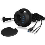 ICY BOX IB-HUB1430 stikkontakt Sort, USB hub Sort, Plast, Type F (CEE 7/4), 80 mm, 800 mm, 550 mm