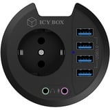 ICY BOX IB-HUB1430 stikkontakt Sort, USB hub Sort, Plast, Type F (CEE 7/4), 80 mm, 800 mm, 550 mm
