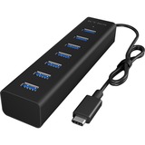 ICY BOX IB-HUB1700-C3 USB 3.2 Gen 1 (3.1 Gen 1) Type-C 5000 Mbit/s Sort, USB hub Sort, USB 3.2 Gen 1 (3.1 Gen 1) Type-C, USB 3.2 Gen 1 (3.1 Gen 1) Type-A, 5000 Mbit/s, Sort, Aluminium, 0,4 m