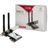 Inter-Tech DMG-32 Intern WLAN 650 Mbit/s, Wi-Fi-adapter Intern, Trådløs, PCI Express, WLAN, 650 Mbit/s, Sort, Sølv