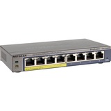 Netgear GS108PE Administreret Gigabit Ethernet (10/100/1000) Strøm over Ethernet (PoE) Sort, Switch grå/Blå, Administreret, Gigabit Ethernet (10/100/1000), Fuld duplex, Strøm over Ethernet (PoE)