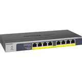 Netgear GS108PP Ikke administreret Gigabit Ethernet (10/100/1000) Strøm over Ethernet (PoE) Sort, Switch Ikke administreret, Gigabit Ethernet (10/100/1000), Fuld duplex, Strøm over Ethernet (PoE), Stativ-montering, Kan monteres på væggen