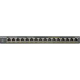 Netgear GS316P Netværksswitche Netgear GS316P, Ikke administreret, Gigabit Ethernet (10/100/1000), Fuld duplex, Strøm over Ethernet (PoE), Stativ-montering, Kan monteres på væggen