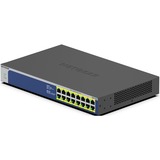 Netgear GS516PP Ikke administreret Gigabit Ethernet (10/100/1000) Strøm over Ethernet (PoE) Blå, Grå, Switch Ikke administreret, Gigabit Ethernet (10/100/1000), Fuld duplex, Strøm over Ethernet (PoE), Stativ-montering