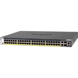 Netgear M4300-52G-PoE+ 550W PSU Administreret L2/L3/L4 Gigabit Ethernet (10/100/1000) Strøm over Ethernet (PoE) 1U Sort, Switch Administreret, L2/L3/L4, Gigabit Ethernet (10/100/1000), Strøm over Ethernet (PoE), Stativ-montering, 1U