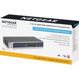 Netgear XS505M Ikke administreret 10G Ethernet (100/1000/10000) Grå, Sølv, Switch Ikke administreret, 10G Ethernet (100/1000/10000), Fuld duplex, Stativ-montering