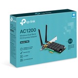 TP-Link Archer T4E Intern WLAN 867 Mbit/s, Wi-Fi-adapter Intern, Trådløs, PCI Express, WLAN, 867 Mbit/s, Sort, Grøn