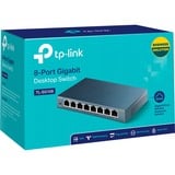 TP-Link TL-SG108 Ikke administreret Gigabit Ethernet (10/100/1000) Sort, Switch grå, Ikke administreret, Gigabit Ethernet (10/100/1000), Fuld duplex