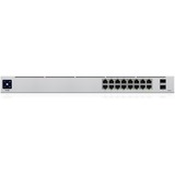 Ubiquiti UniFi 16-Port PoE Administreret L2/L3 Gigabit Ethernet (10/100/1000) Strøm over Ethernet (PoE) 1U Sølv, Switch grå, Administreret, L2/L3, Gigabit Ethernet (10/100/1000), Strøm over Ethernet (PoE), Stativ-montering, 1U