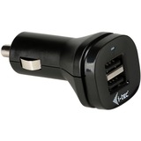 i-tec CHARGER-CAR2A1 oplader til mobil enhed Sort Automatisk Sort, Automatisk, Cigartænder, 5 V, Sort